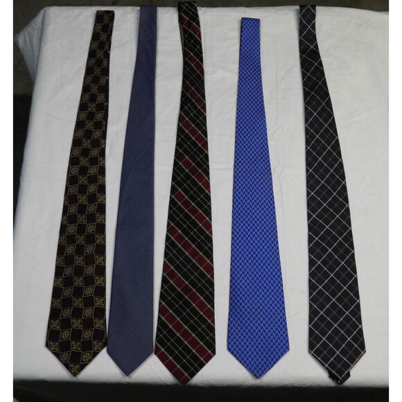 Lot of 5 Mens Neck Ties. Tommy Hilfiger,1  100% Silk , 1 100% cotton - Picture 2 of 7